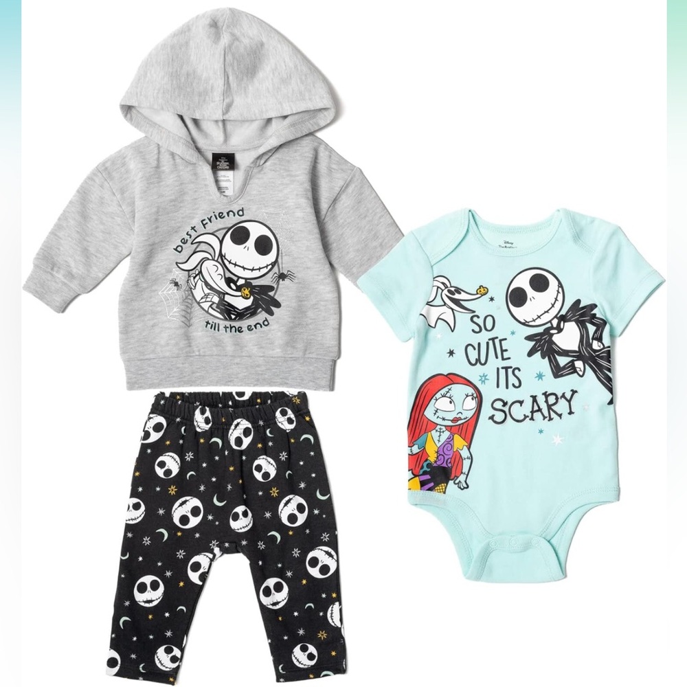 Disney Baby Hoodie Bodysuit and Pants 3 Piece Outfit Set 0-3m
